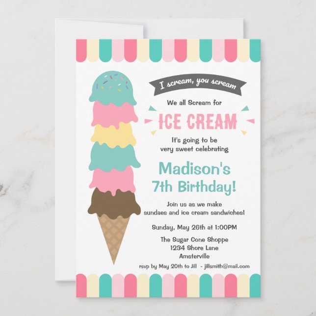 I Scream Party Invitation (Front)