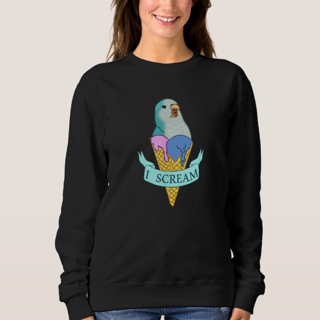 I scream Quaker Parrot, Funny Ice cream Blue Monk  Sweatshirt (Front)