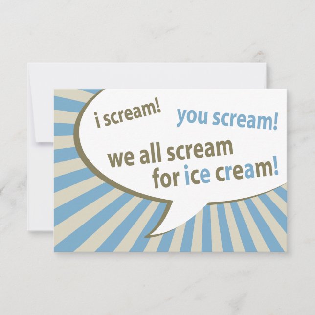 i scream! you scream! we all scream for ice cream! invitation (Front)