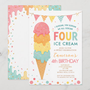 I Scream, You Scream, We All Scream for Ice Cream Invitation