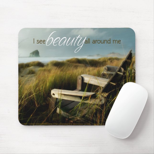 "I see beauty" Motivation Affirmation Mouse Mat (With Mouse)