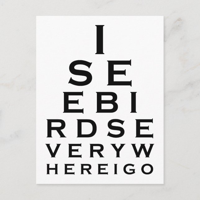 I See Birds Eyechart Postcard (Front)