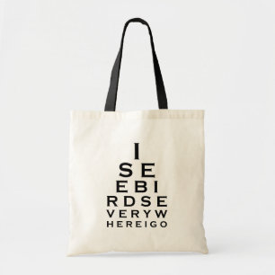 I See Birds Eyechart Tote Bag