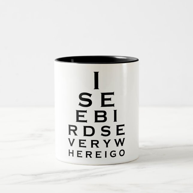I See Birds Eyechart Two-Tone Coffee Mug (Center)