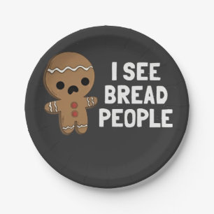 I See Bread People Funny Christmas Gingerbread Paper Plate