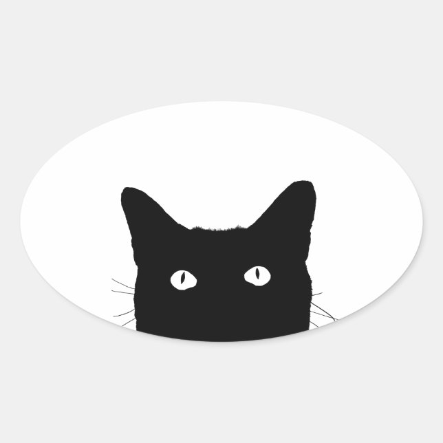 I See Cat Click to Select Your Colourful Decor Oval Sticker (Front)