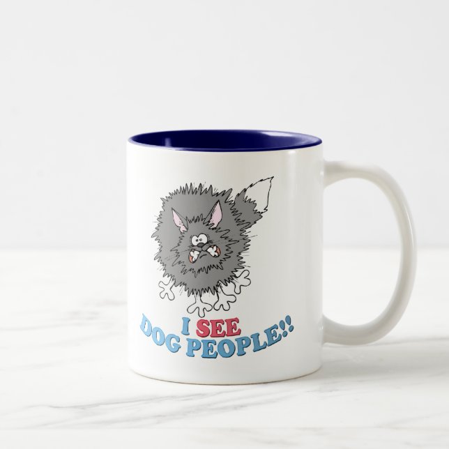 I SEE DOG PEOPLE! Two-Tone COFFEE MUG (Right)