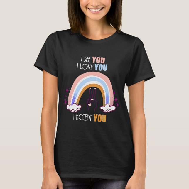I see I love you I accept you  LGBTQ Ally Gay Prid T-Shirt (Front)
