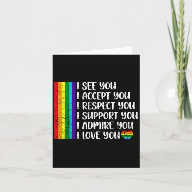 I See Love Accept You Lgbtq Men Women Gay Rainbow  Card (Front)