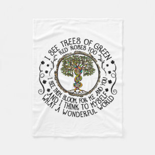 I See Trees Green Roses Colorful Dna 2022 Earth Da Fleece Blanket