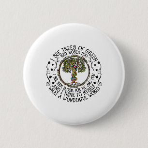 I See Trees Green Roses Colourful Dna Earth Day  6 Cm Round Badge