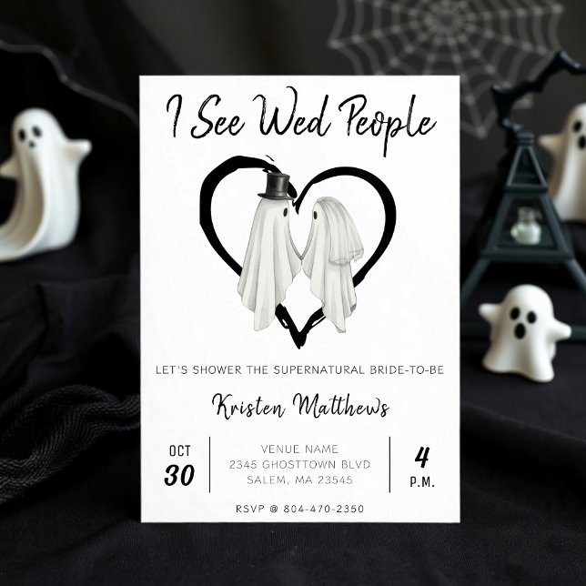 I See Wed People Ghost Halloween Bridal Shower Invitation (Creator Uploaded)
