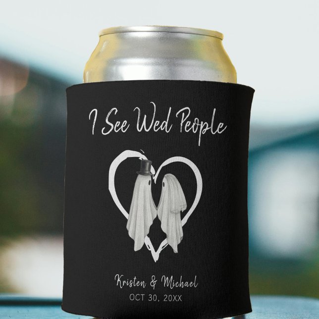 I See Wed People Ghost Halloween Wedding Black Can Cooler (I See Wed People Ghost Halloween Wedding Black Can Cooler
)
