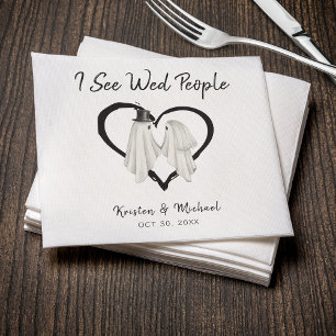 I See Wed People Ghost Halloween Wedding Napkin
