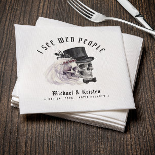 I See Wed People Skulls Halloween Wedding Napkin