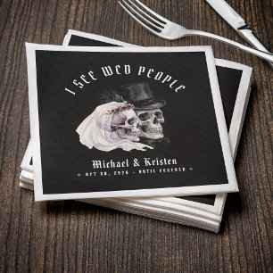 I See Wed People Skulls Halloween Wedding Napkin