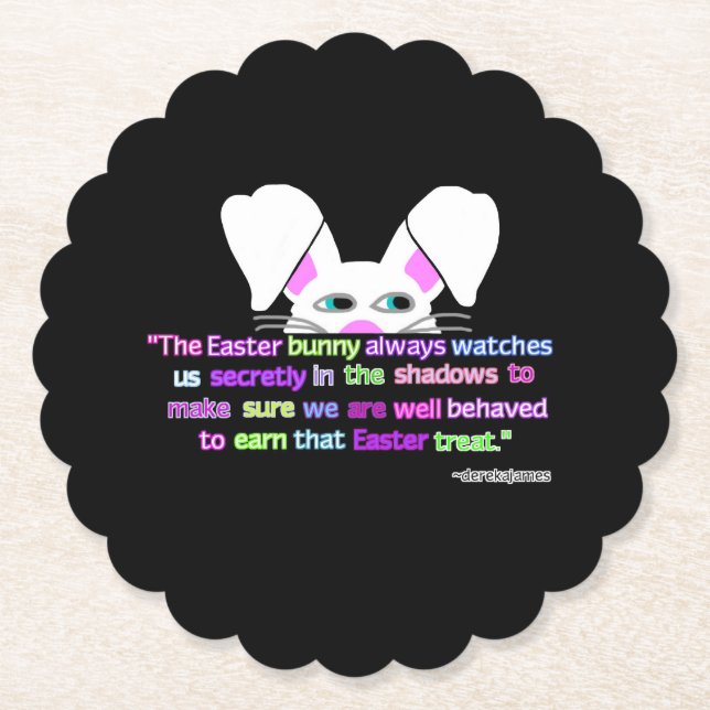 I See You, Easter Bunny Scalloped Round Coaster (Front)