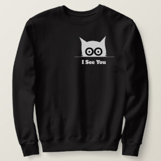 I See You Funny Peeking Cat Minimal Black White Sweatshirt