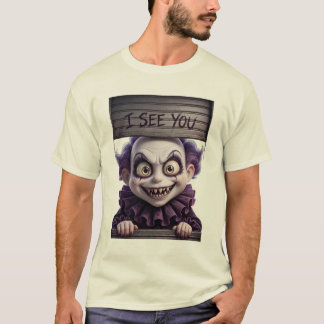 I See You - Pixar-Style Creepy Clown Halloween PNG T-Shirt