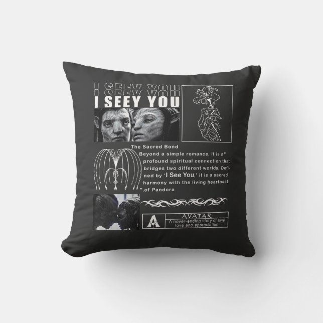I See You" Soul Connection Art - Minimalist Black  Cushion (Front)