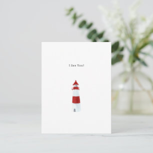 I See You Text Watercolour Lighthouse Illustration Postcard