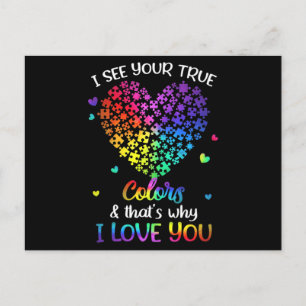 I See Your True Colours Autism shirt Autism Awaren Postcard