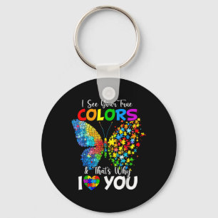 I See Your True Colours Butterfly Autism Awareness Key Ring