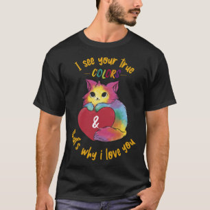 I See Your True Colours Cat Feline Autism Awarenes T-Shirt