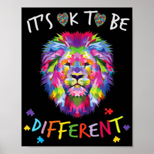 I See Your True Colours Lion Autism Awareness Day Poster