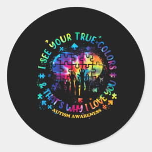 I See Your True Colours Puzzle World Autism Awaren Classic Round Sticker