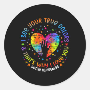 I See Your True Colours Puzzle World Autism Awaren Classic Round Sticker