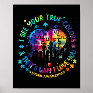 I See Your True Colours Puzzle World Autism Awaren Poster