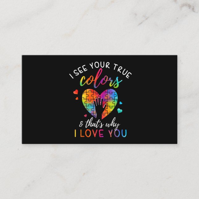 I See Your True Colours, Puzzle World Autism Business Card (Front)