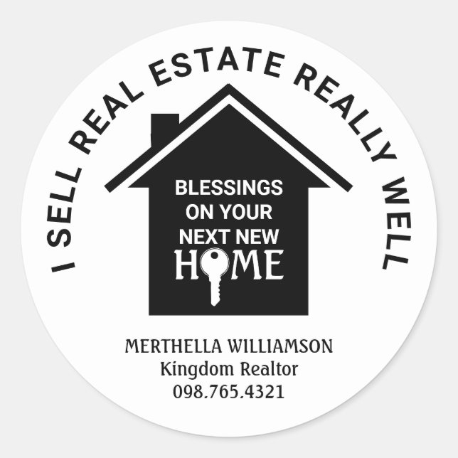 I SELL REAL ESTATE Agent Realtor Classic Round Sticker (Front)