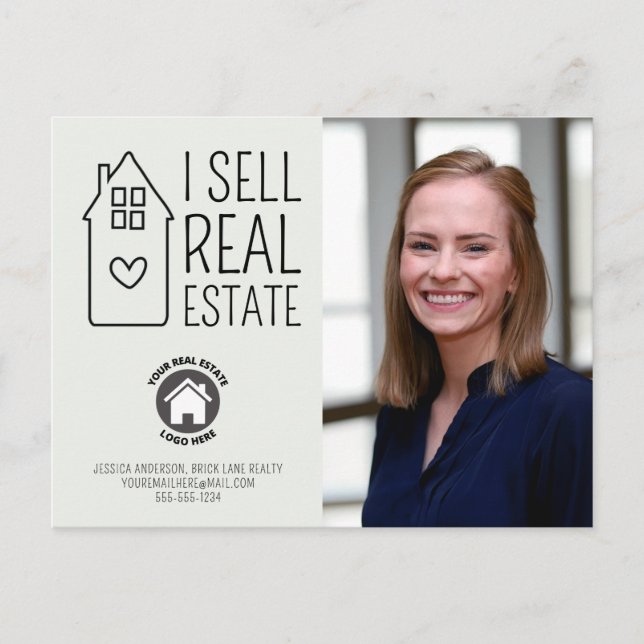 I Sell Real Estate Contact Info Photo Realty Postcard (Front)