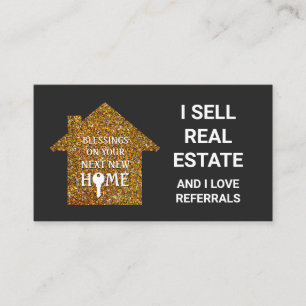 I Sell Real Estate Love Referrals Glitter Realtor Business Card