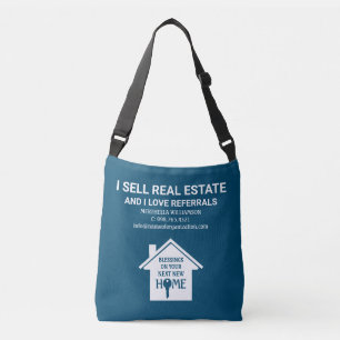 I Sell Real Estate Love Referrals TEAL Realtor Crossbody Bag