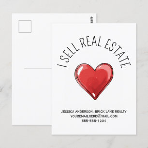 I Sell Real Estate Promotional Heart Postcard