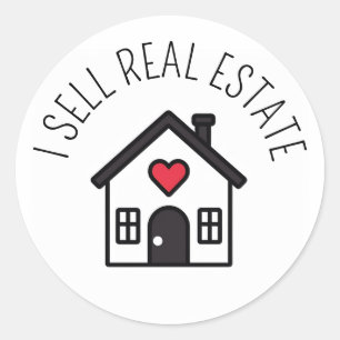 I Sell Real Estate Promotional House Classic Round Sticker