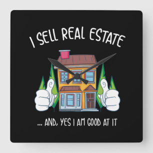 I Sell Real Estate Square Wall Clock