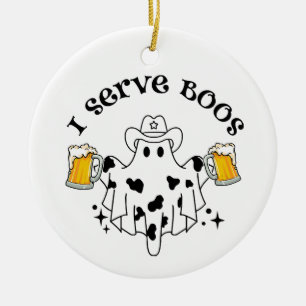 I serve Boos! Bartender spooky Ceramic Tree Decoration