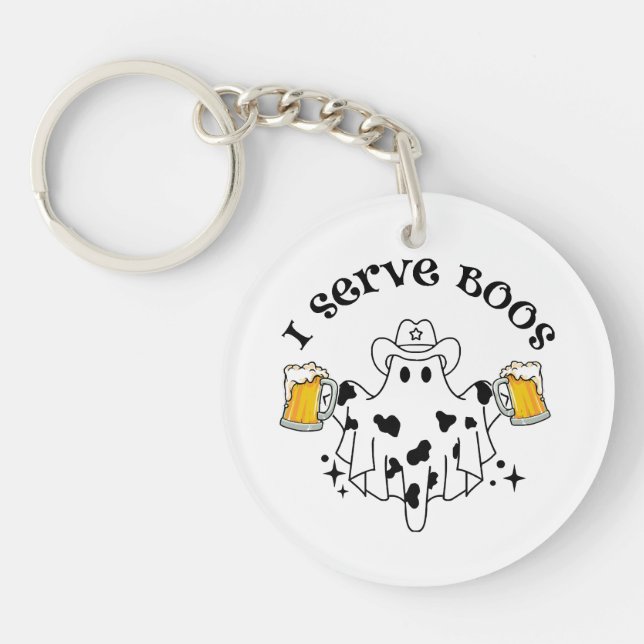 I serve Boos! Bartender spooky  Key Ring (Front)