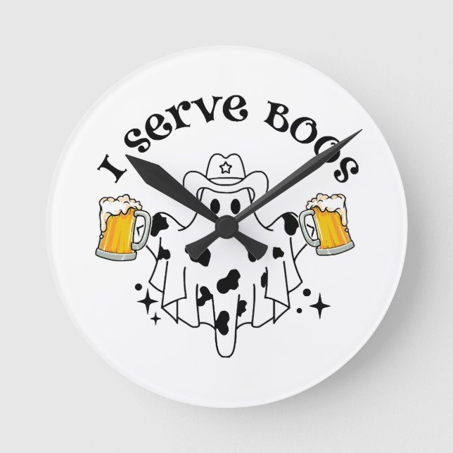 I serve Boos! Bartender spooky Round Clock (Front)