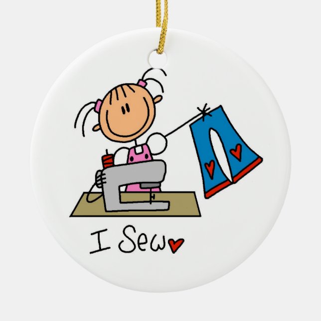 I Sew Ceramic Tree Decoration (Front)