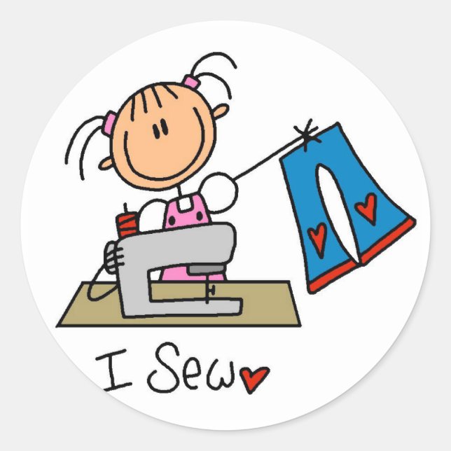 I Sew Classic Round Sticker (Front)