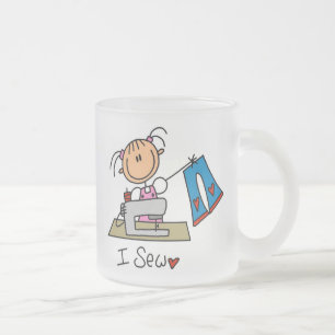 I Sew Frosted Glass Coffee Mug