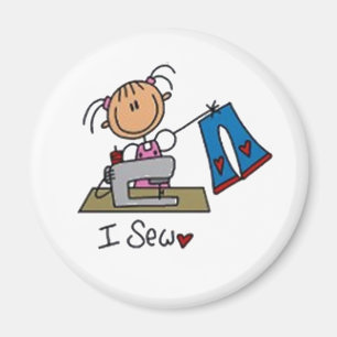 I Sew Stick Figure Magnet