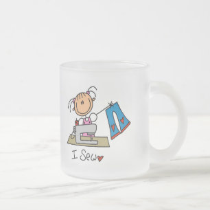 I Sew T-shirts and Gifts Frosted Glass Coffee Mug