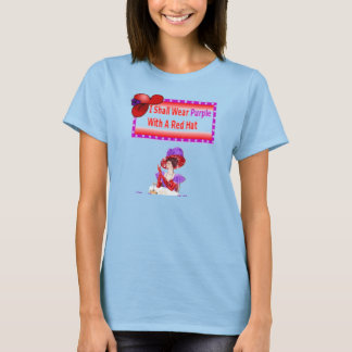 I shall wear purple with a red hat tee