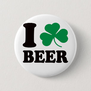I Shamrock Beer 6 Cm Round Badge